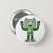 Badge Rond 5 Cm Bot heureux - bouton (Devant & derrière)