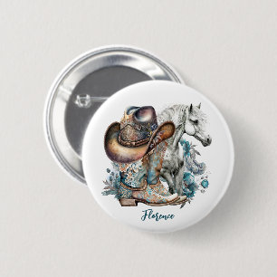 Badge Rond 5 Cm Botte de cheval Cowgirl bottes de cowboy casquette