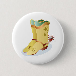Badge Rond 5 Cm Bottes blanches de cowboy avec éperons d'équitatio