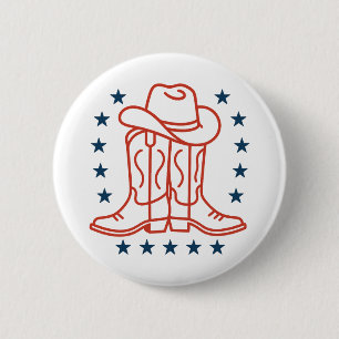 Badge Rond 5 Cm Bottes de cowboy patriotiques américaines