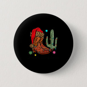 Badge Rond 5 Cm Bottes de cowgirl de Noël, cadeau drôle de Noël we