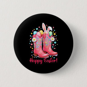Badge Rond 5 Cm Bottes de cowgirl occidentales jour de Pâques heur