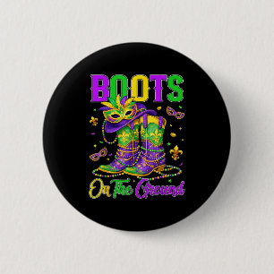 Badge Rond 5 Cm Bottes de Mardi Gras sur le terrain Cowgirl Wester