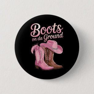Badge Rond 5 Cm Bottes Sur Le Terrain, Danse En Ligne De La Petite