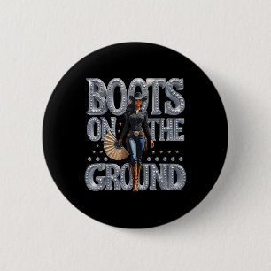 Badge Rond 5 Cm Bottes Sur Le Terrain Distance Western Cowgirl Boo