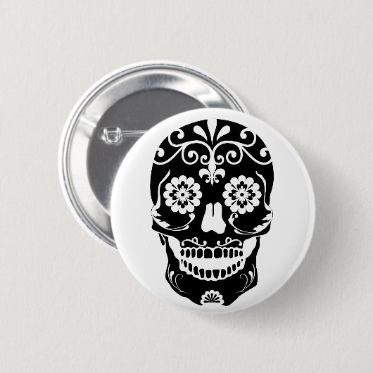 Badge Rond 5 Cm Bottom Sugar Skull (Devant & derrière)