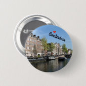 Badge Rond 5 Cm Botton/Pin ~ Amsterdam, Netherlands (Devant & derrière)