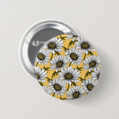 Badge Rond 5 Cm Bouches blanches, fleurs sauvages sur jaune (Devant & derrière)