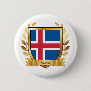Badge Rond 5 Cm Bouclier au drapeau islandais