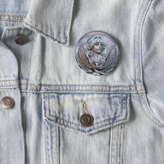 Badge Rond 5 Cm Bouclier d'Athéna (En situation)