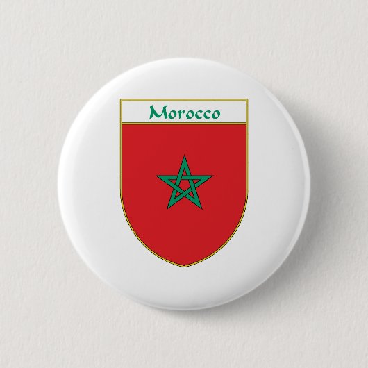 Badge Rond 5 Cm Bouclier de drapeau du Maroc (Devant)