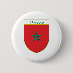Badge Rond 5 Cm Bouclier de drapeau du Maroc