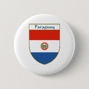 Badge Rond 5 Cm Bouclier de drapeau du Paraguay