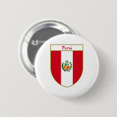 Badge Rond 5 Cm Bouclier de drapeau du Pérou (Devant & derrière)