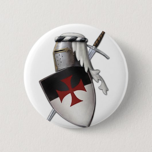 Badge Rond 5 Cm Bouclier de Templar de chevaliers (Devant)