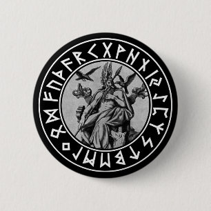 Badge Rond 5 Cm bouclier d'Odin de poche sur le noir