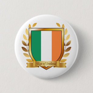 Badge Rond 5 Cm Bouclier du drapeau de la République d'Irlande
