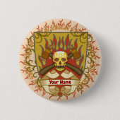 Badge Rond 5 Cm Bouclier Flames de pompier (Devant)