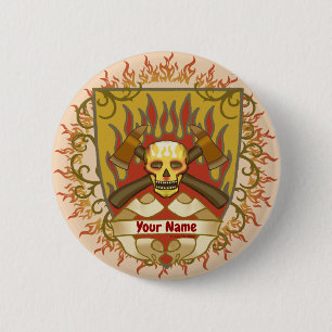 Badge Rond 5 Cm Bouclier Flames de pompier