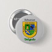 Badge Rond 5 Cm Bouclier historique Delgado personnalisé (Devant & derrière)