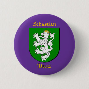 Badge Rond 5 Cm Bouclier historique personnalisé Diaz