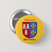 Badge Rond 5 Cm Bouclier historique personnalisé Hernandez (Devant & derrière)