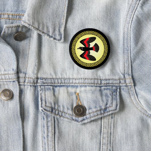 Badge Rond 5 Cm Boucliers grecs anciens : Hawk (Air) (En situation)