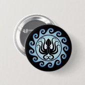 Badge Rond 5 Cm Boucliers grecs anciens : Octopus (Eau) (Devant & derrière)