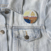 Badge Rond 5 Cm Bouddha dans le Pin de ciel (En situation)