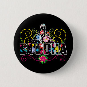Badge Rond 5 Cm Bouddha en fleurs