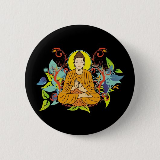 Badge Rond 5 Cm Bouddha heureux (Devant)