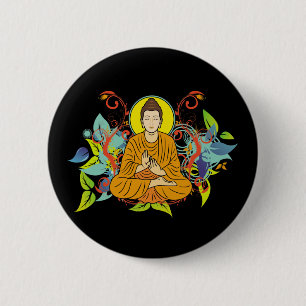 Badge Rond 5 Cm Bouddha heureux