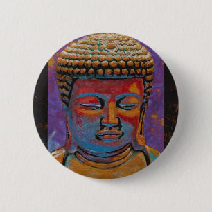Badge Rond 5 Cm Bouddha Peint, Cadre