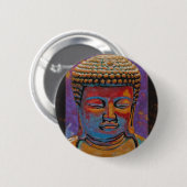 Badge Rond 5 Cm Bouddha Peint, Cadre (Devant & derrière)