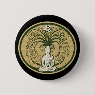 Badge Rond 5 Cm Bouddha sous l'arbre de Bodhi