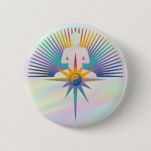 Badge Rond 5 Cm Bouddha Star 3D lumière colorée