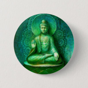 Badge Rond 5 Cm Bouddha vert