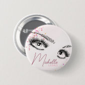 Badge Rond 5 Cm Bouffonnerie rose Parties scintillant étoile maqui (Devant & derrière)