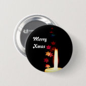 Badge Rond 5 Cm Bougie de Noël contre l'étiquette de nom de bouton (Devant & derrière)