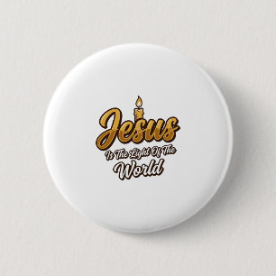 Badge Rond 5 Cm Bougie Jésus Lumière du Monde Chrétien Vecteur_1