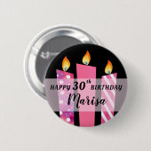 Badge Rond 5 Cm Bougies Pinkadelic Ajouter un nom Âge Anniversaire (Devant & derrière)