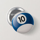 BADGE ROND 5 CM BOULE DE BILLARDS DU NUMÉRO 10 (Devant & derrière)