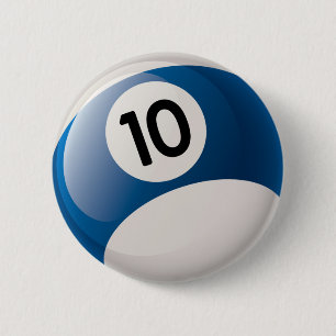 BADGE ROND 5 CM BOULE DE BILLARDS DU NUMÉRO 10