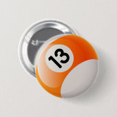 BADGE ROND 5 CM BOULE DE BILLARDS DU NUMÉRO 13 (Devant & derrière)