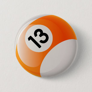 BADGE ROND 5 CM BOULE DE BILLARDS DU NUMÉRO 13