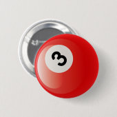 BADGE ROND 5 CM BOULE DE BILLARDS DU NUMÉRO 3 (Devant & derrière)