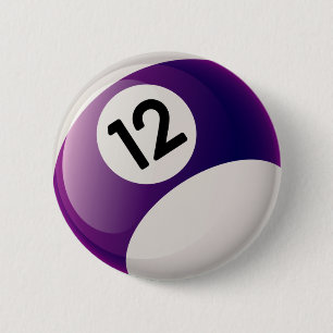BADGE ROND 5 CM BOULE DE BILLARDS DU NUMÉRO DOUZE