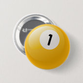 BADGE ROND 5 CM BOULE DE BILLARDS DU NUMÉRO UN (Devant & derrière)