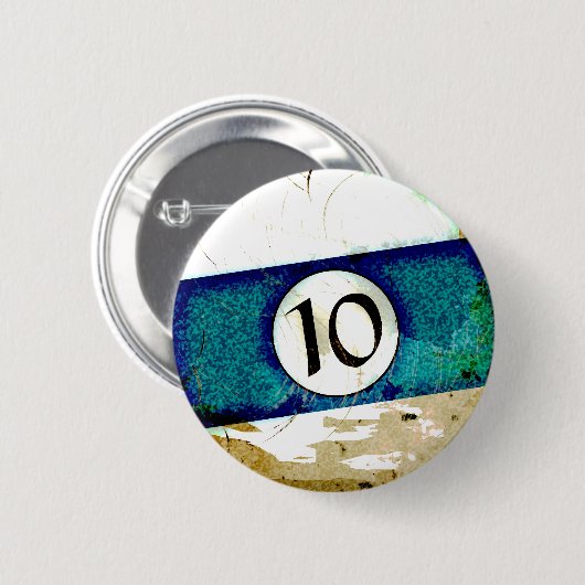 BADGE ROND 5 CM BOULE DE BILLARDS NUMÉRO 10 (Devant & derrière)