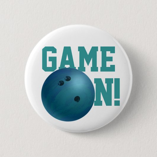 Badge Rond 5 Cm Boule de Bowling Bleue (Devant)